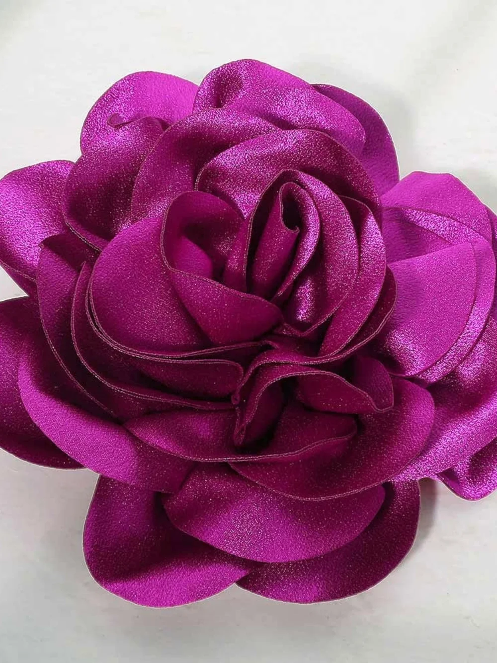 Fuchsia Oversized Fabric Camellia Flower Brooch Pin Hairpin 3D Womens Statement